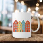White glossy mug - Houses